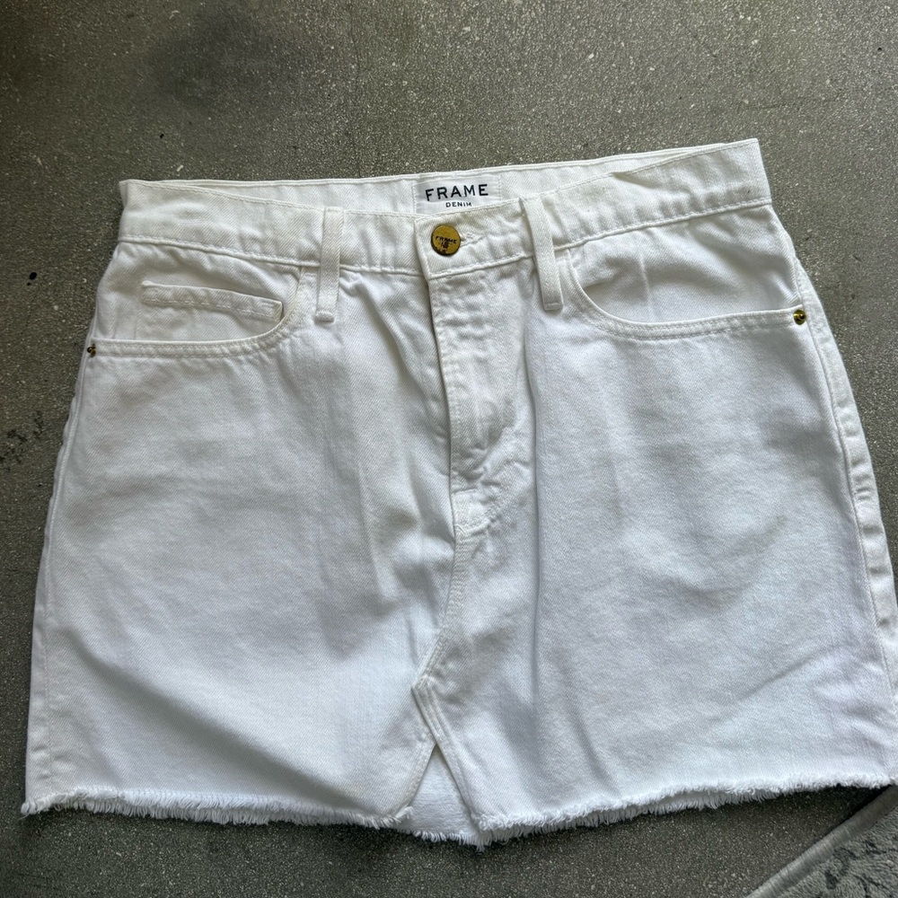 Frame Denim white skirt with gold button detail